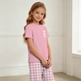 thumbnail image 4 of LEKWK Boys Girls 2 Piece Pajama Set Short Sleeve T-Shirts and Plaid Pants Kids Comfy Lounge Tracksuits Summer Fashion Home Sleepwear 2-14Y, 4 of 9