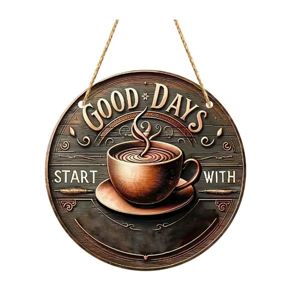 WIFKLSIIPG Unique Wooden Cocoa Coffee Cup Listing Logo Decoration Plate Coffee Shop Door Plate Highlight The Charm of Coffee Culture Enhance Customer Experience