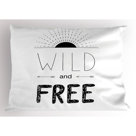 - Adventure Pillow Sham Abstract Hand Drawn Rising Sun Figure Arrows Wild Free Forest Sketch Art Design, Decorative Standard Size Printed Pillowcase, 26 X 20 Inches, Black White, by Ambesonne