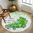 thumbnail image 3 of St. Patrick's Day Washable Area Rug&nbsp;5 ft Watercolor Green Truck Lucky Shamrocks Plant Hat Wood Grain Soft Round&nbsp;Rugs for Living Room, Non Slip Carpet for Bedroom&nbsp;Entryway Dining Room, 3 of 9
