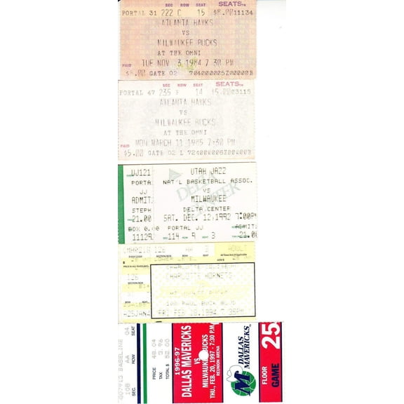 Milwaukee Bucks 5 vintage road game ticket stubs Ray Allen