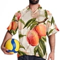thumbnail image 4 of Peach Men's Poplin Shirt, Casual Short Sleeve Printed Button Down Summer Beach Unisex Shirts, 4 of 6