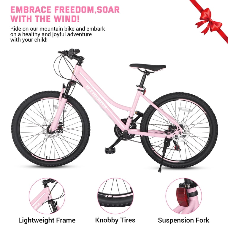 CASEMIOL Womens Mountain Bike 24 Inch with Dual Disc Brakes 