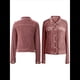 thumbnail image 3 of Chaqueta de Terciopelo de Larga de Color Liso para Mujer, Abrigo Corto Informal con Hebilla y Bolsillos. Rosa L, 3 of 5