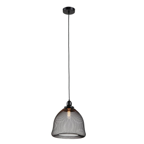 RADIANCE Goods Industrial 1 Light Textured Black Mini Ceiling Pendant 12" Wide