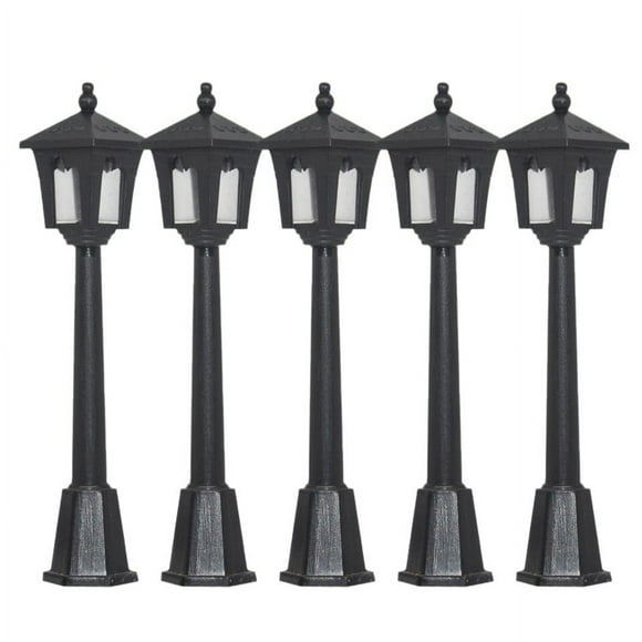 5 Pack Mini Miniature Street Lamp Model Railroad Train Post Lamp Black Lamp Outdoor Channel Lamp Post For Doll House Decoration Miniature Landscape Fairy Garden Lighting Accessorie