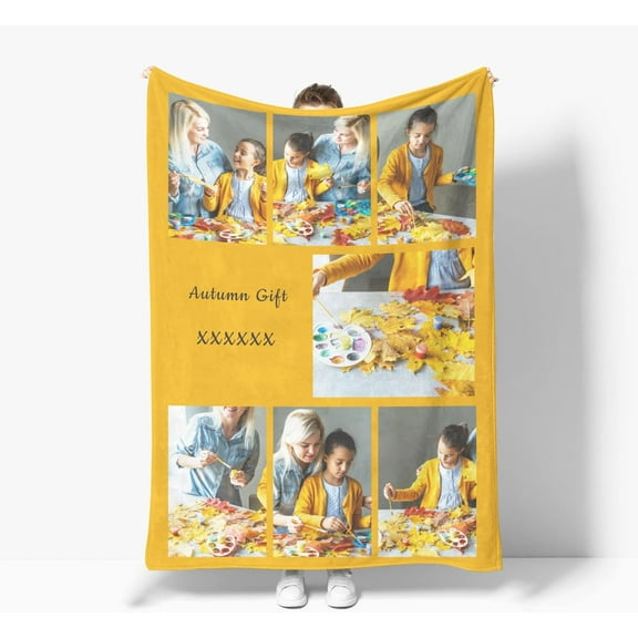Personalised Blanket, Custom Blanket with Photos Text.Custom Blanket with 1-11 Photo Collages.Father, Mom, Lover, Kids, Friends, Birthday, Christmas - Personalised Gifts for Women Men,75x100cm