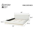 thumbnail image 3 of Christopher Knight Home Velvet Upholstered King Bed, Solid Wood Platform  Bed Frame, White, 3 of 7