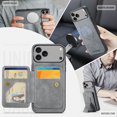 thumbnail image 4 of Allytechgroup 2 in 1 Wallet Case for iPhone 17 Pro, Detachable Magnetic Cover Compatible with Magsafe Premium PU Leather Cards Holder Shockproof Bumper Phone Case for Women Men, Gray, 4 of 9