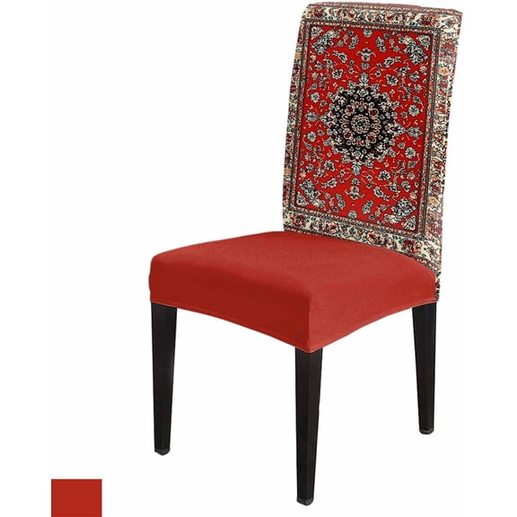 Dining Chair Covers Set of 4,Vintage Traditional Boho Tribal Art Universal Stretch Kitchen Seat Covers Parsons Chair Protector Slipcover for Home Restaurant Party Decor,Red Ethnic Pattern Theme