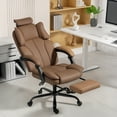 thumbnail image 2 of HOMCOM Office Chair, Pet-Friendly Fabric Reclining Desk Chair, Brown, 2 of 10