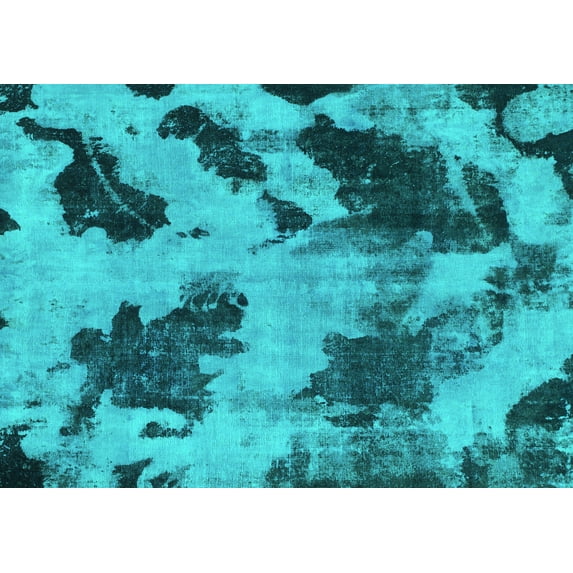 Ahgly Company Indoor Rectangle Abstract Turquoise Blue Modern Area Rugs, 6' x 9'