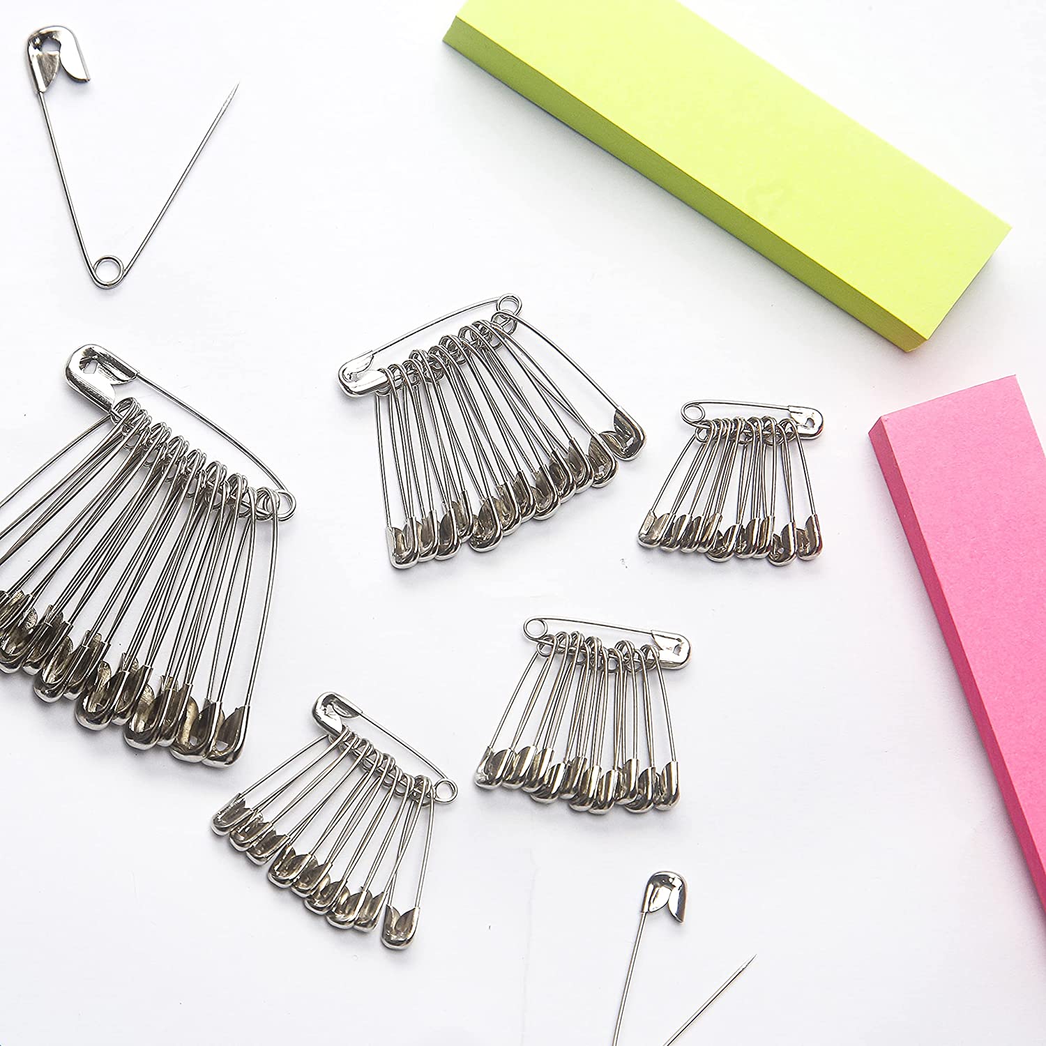 250 Pack Safety Pins by , 4 Assorted Sizes of Durable, Silver Small and Large Safety Pins Bulk, Rust-Resistant Nickel Plated Steel, Sharp Edge Pins for Clothes, Sewing, Arts & Craft