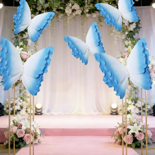 Decoración de ventanas con velos de mariposas y flores para bodas, festivales, fiestas, patios al aire libre, escenas decorativas.