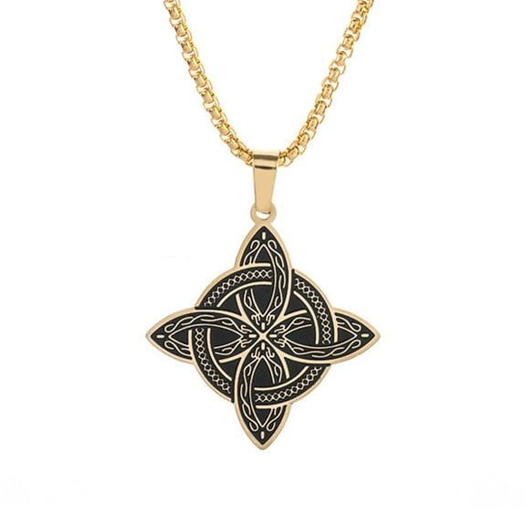 Necvior Stainless Steel Square Chain Witch Knot Choker Necklace Luck Jewelry