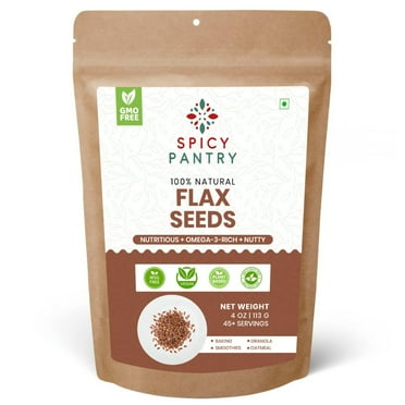 Whole Flax Seeds for Baking & Smoothies – High in Fiber, Omega-3s, Vegan, 4 oz Bag