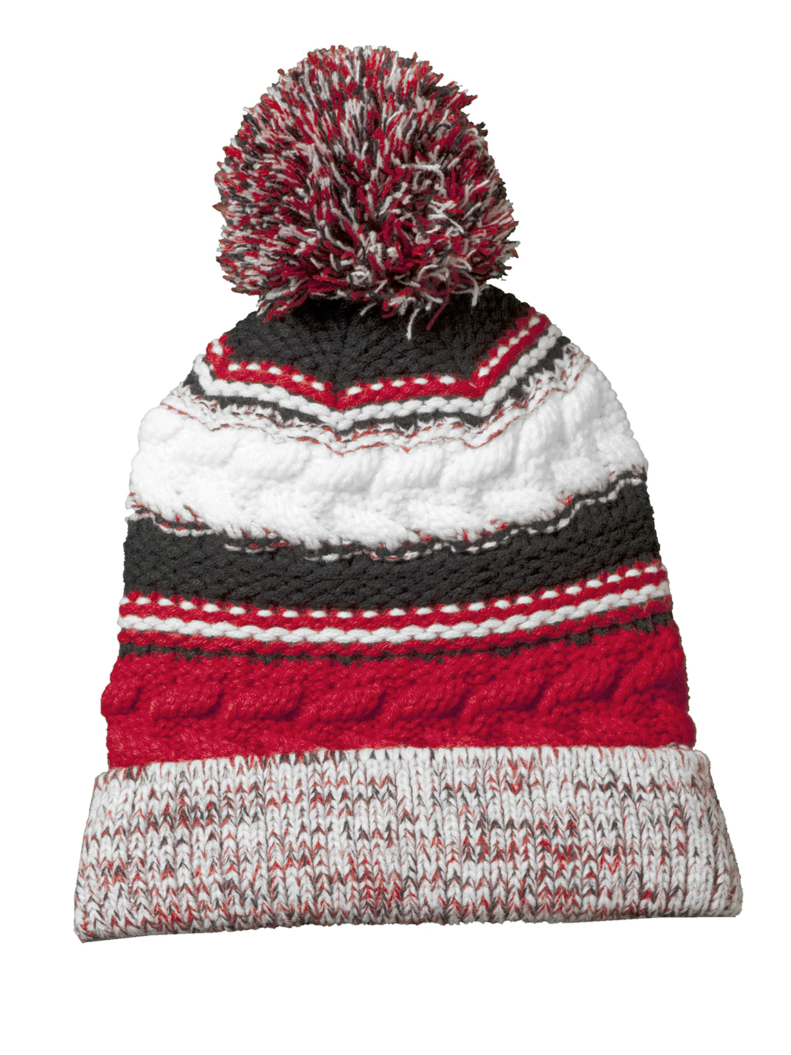 Headwear Pom Pom Team Beanie - Red 