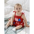thumbnail image 5 of BemeyourBBs Toddler Baby Girl 4th of July Overalls Romper Fourth of July Outfit Baby Girls Memorial Day Independent Day Clothes Summer Patriot USA Star Strap Tie Shoulder Ruffled Shorts Jumpsuit, 5 of 9