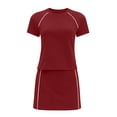 thumbnail image 5 of Ohufall 2PC Womens Short Skirt Sets Sport Short Sleeve Crew Neck Solid Color Elastic Waist Top with Short Skirt Sets, 5 of 5