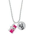 thumbnail image 1 of Delight Jewelry Silvertone Pink Camera Silvertone Script Initial Disc - Y - Charm Necklace, 20"+3", 1 of 4