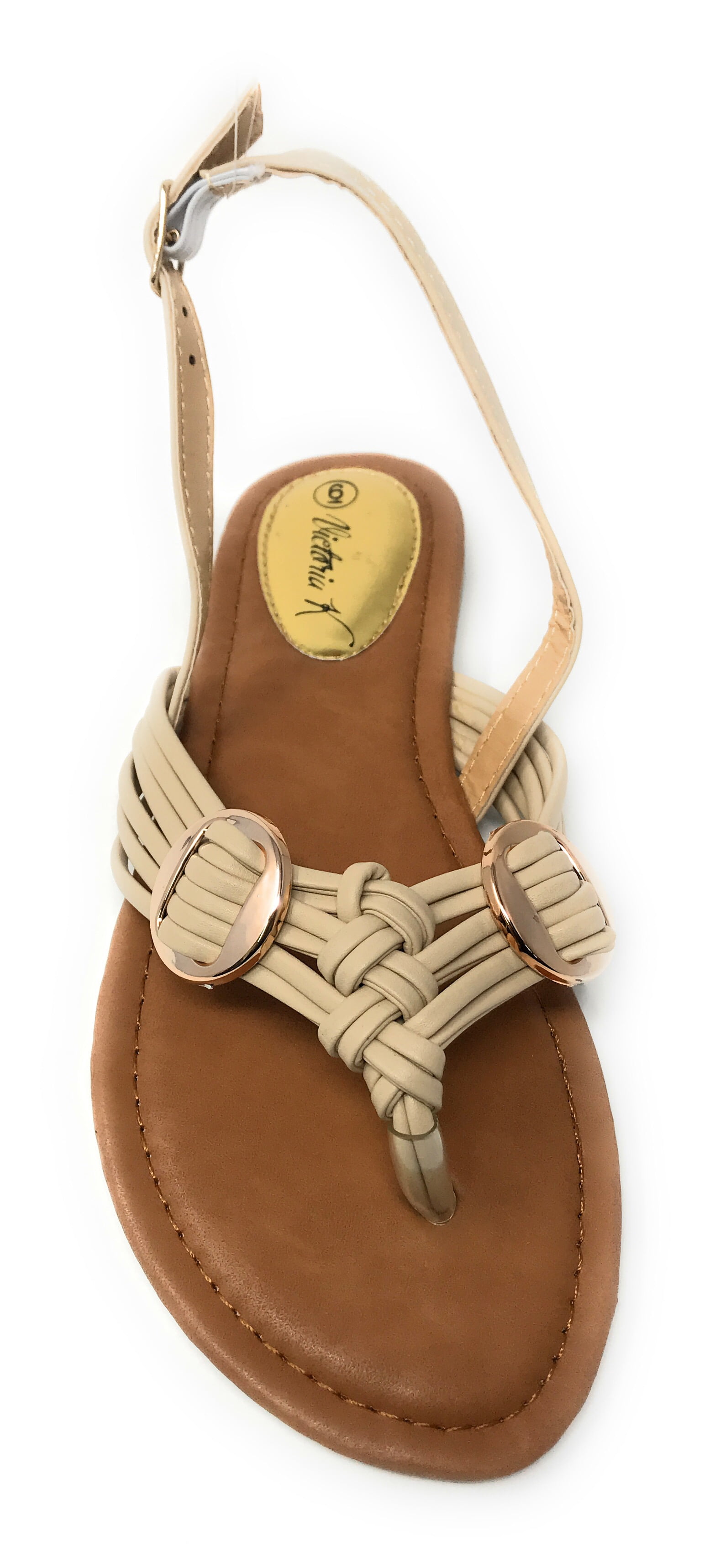 Victoria K Women's Multi Straps With Gold Side Buckles Sandals