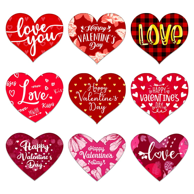 WhatSign Valentine's Day Heart Stickers for Kids,207pcs Love Heart  Decorative Label Stickers,1.5 Valentine's Day Love Heart Sticker