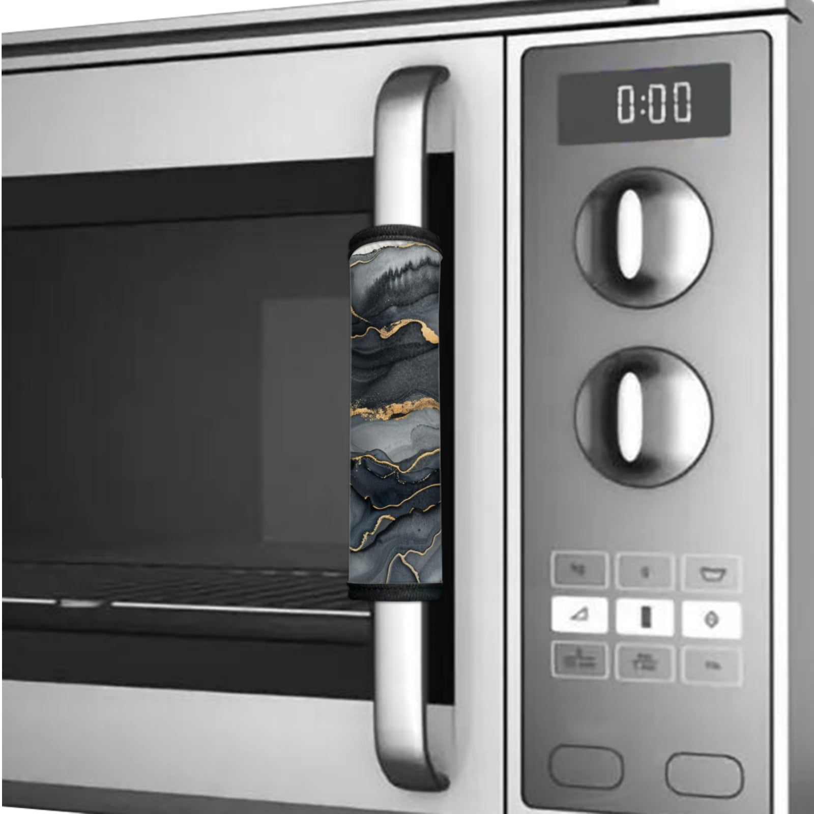 Xoenoiee Refrigerator Door Handle Wraps Set of 6 Washable Anti-static Protective Covers Reusable Fridge Microwave Dishwasher Kitchen Appliance Decor Covers, Black Golden Marble