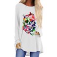 thumbnail image 1 of MAWCLOS Tunique Longue pour Femmes Ourlet Haut-Bas Usage Quotidien Imprimé Crâne Blouse Blanche m, 1 of 3