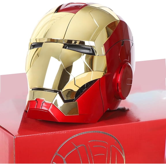 Guvpev Iron Hero Helmet, Superhero 1:1 Model Prop Replica, Iron MK 5 Wearable Mask with LED Eyes, Voice, Touch & RC, Realistic Sound Effects, Perfect for Cosplay, Display & Collectible