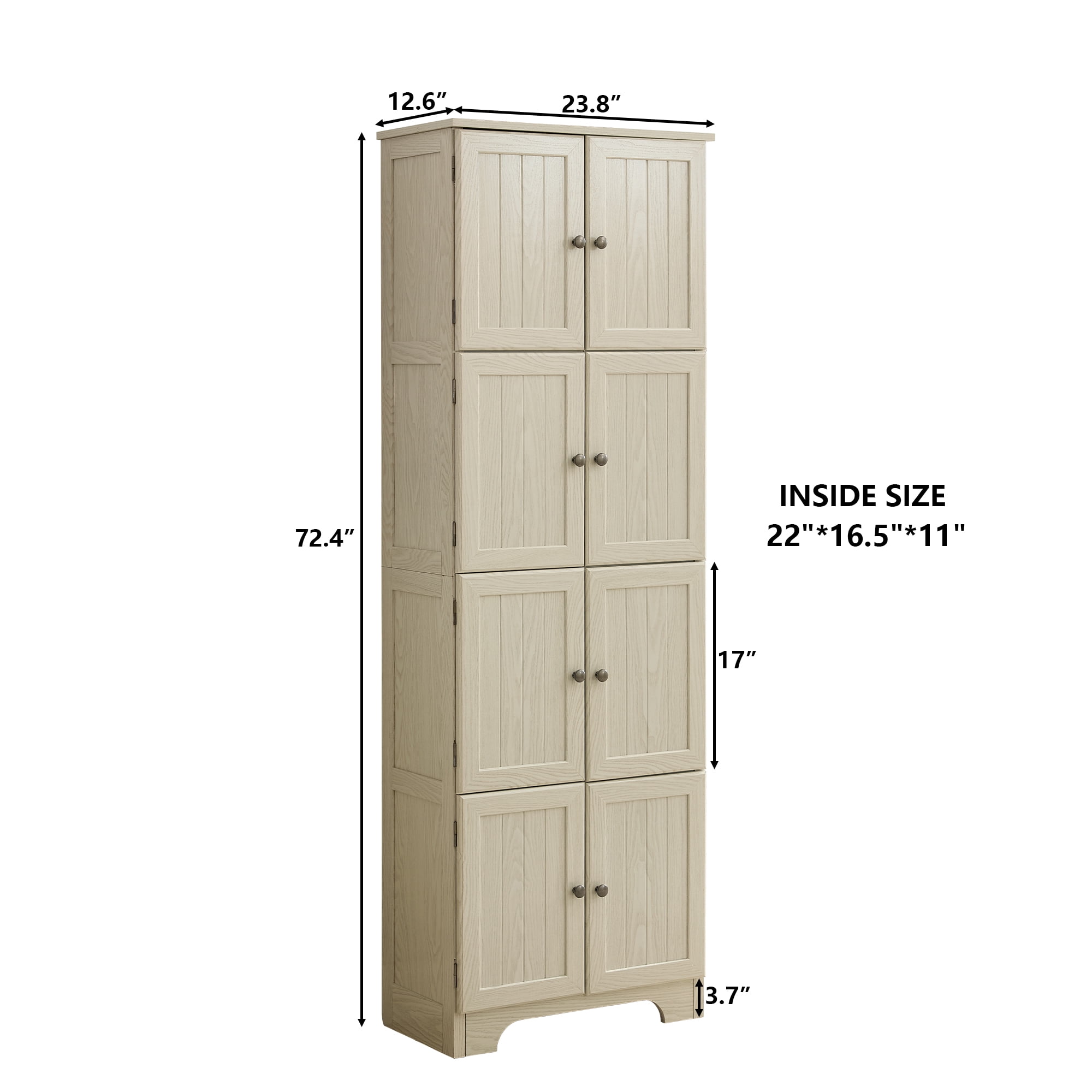MDQMD White 72.4'' Tall Storage Cabinet with Doors and Shelves,Modern 4 Tier Wooden Bathroom Cabinet,Kitchen Pantry Storage Cabinet for Hallway,Office