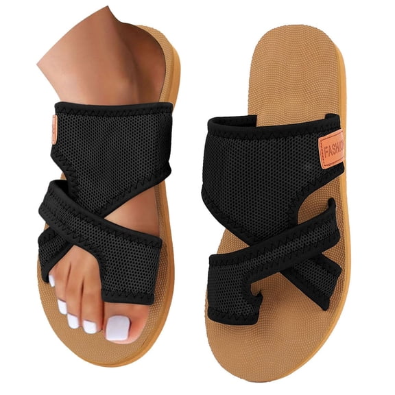 Women's Sandals,Flat Sandals for Women,Summer Sandals for Women,Cute Sandals for Women,Extra Wide Beach Breathable Comfortable Mesh Hollow Mesh Shoes Summer Sandals for Women,Black,6