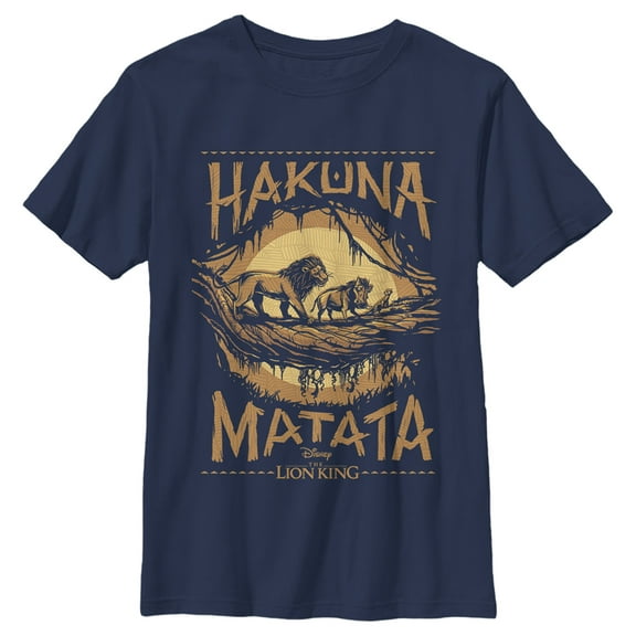 Boy's Lion King Hakuna Matata Jungle Trio Graphic Tee Navy Blue Small
