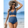 thumbnail image 7 of Sociala Womens Two Piece Maternity Swimsuit V Neck Bikini Sets Ruched Bathing Suits, 7 of 7