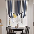 thumbnail image 4 of Tie Up Curtains for Windows Blue Striped Valance Adjustable Balloon Curtain Geometric Beige Stripes Tie Up Shades for Kitchen Living Room Bedroom Privacy Curtain Drape 34x45 Inch, 4 of 9