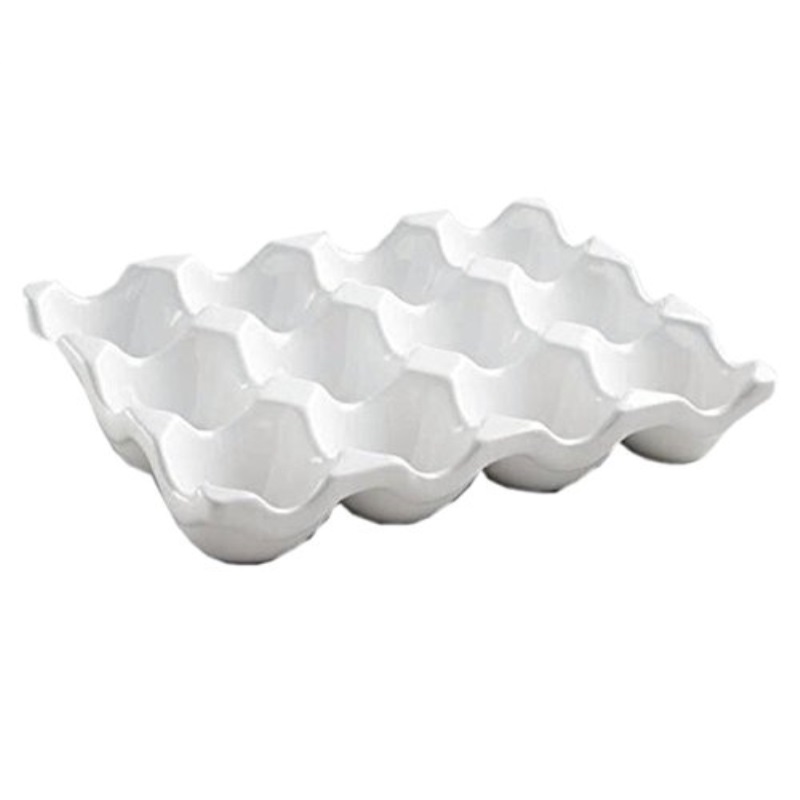 White Ceramic Egg Dish Holds 12 Eggs White Ceramic Egg Dish Holds 12 Eggs