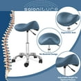 thumbnail image 2 of Saloniture Professional Ergonomic Saddle Stool, Blue - Adjustable Hydraulic Seat, Rolling Spa Salon, Massage, and Medical Office Chair with Swivel Wheels, 2 of 7