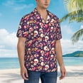 thumbnail image 3 of Gukieu music Skull record Guitar Print Men's Short-sleeved Shirts, Button-down Lapel Hawaiian Shirts, T-shirts, Beach Vacation Summer Casual Wear,3X-Large, 3 of 7