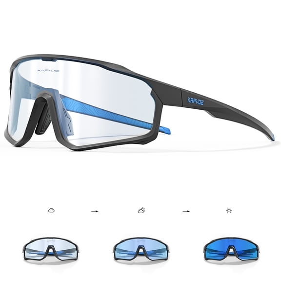 KAPVOE Photochromic Cycling Glasses MTB Sports Transition Triathlon Running Men Women Clear Mountain Bike Sunglasses