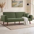 thumbnail image 5 of Ebello 81" Mid-Century Corduroy Roll Arm Loveseat, Wood Frame Sofa, Convertible Futon Sofa Bed with 3 Position Adjustable Backrest for Living Room,Green, 5 of 10
