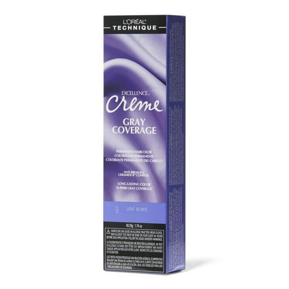 L'Oréal Technique Excellence Crème Permanent Hair Color | Long-Lasting, Rich Formula with No-Drip Application | Superb Gray Coverage | For All Hair Types | Light Blonde