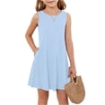thumbnail image 2 of Girls Dresses Sleeveless A-Line Cute Summer Dresses with Pockets, 2 of 3
