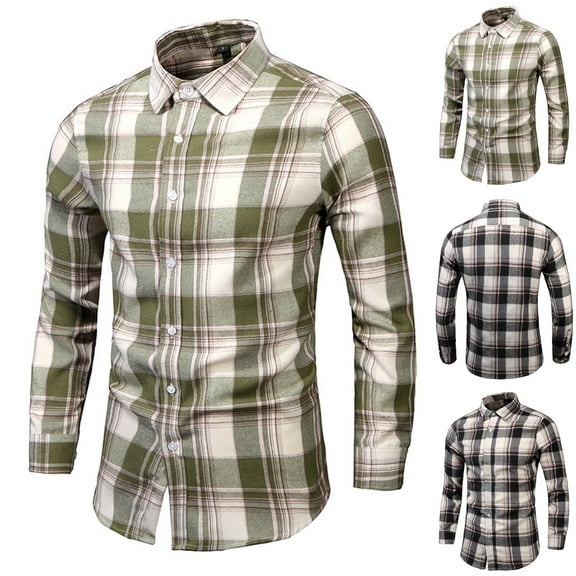 UVEASISHA Men's Plaid Dress Shirts,Mens Casual Shacket Plaid Long Sleeve Button Down Shirt jackets Big and Tall Regular Fit Lightweight Jacket Today Sales,Green,4XL