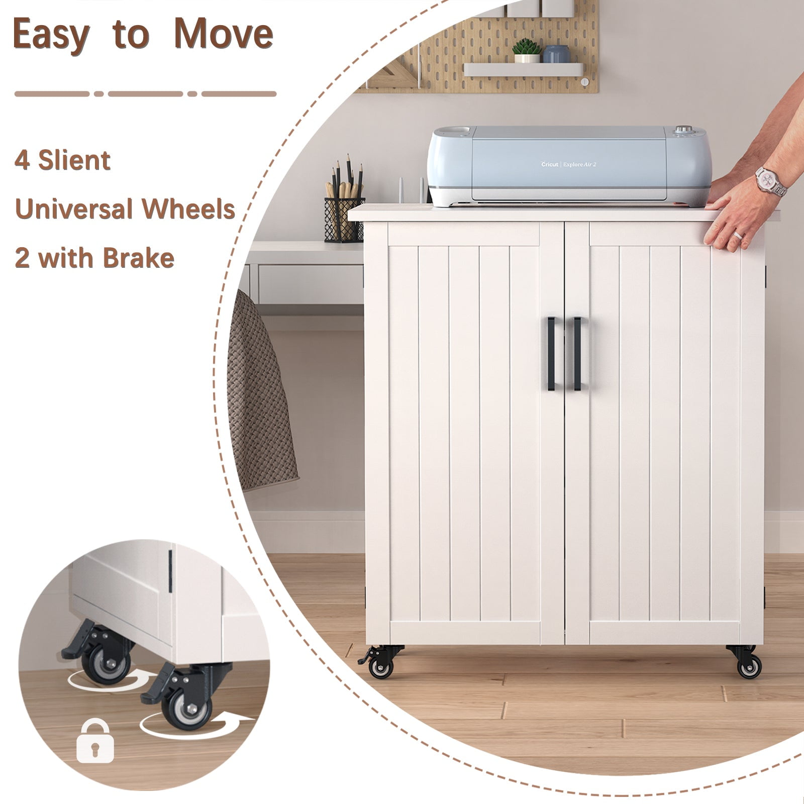 GDLF Craft Cart Compatible with Cricut Machine, Rolling Cricut Cabinet with Storage 31.6"W x 15.8"D x 34.9"H