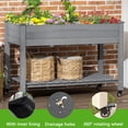thumbnail image 3 of Raised Garden Bed Mobile, 47" x 22" x 33", Wooden Planter Box with Legs, Stand up garden planter box for Vegetables Flower Herb(Grey), 3 of 6