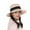 Pink, variant on Wide Brim Straw Sun Hat with Black Ribbon Bow Adjustable Chin Strap Inner Sweatband for Outdoor and Travel Use - Pink