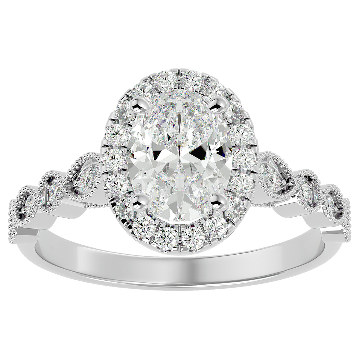 SuperJeweler 1 3/4 Carat Oval Shape Diamond Engagement Ring In 14 Karat White Gold For Women