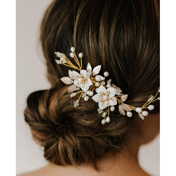 Wedding Hair Comb&2 Hair Pins Set,Bridal Hair Accessories for Wedding