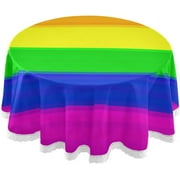 SKYSONIC Rainbow Stripe Round Tablecloth 60 inch Waterproof Tablecloth Stain Resistant and Wrinkle Decorative Patio Table Cloths for Kitchen Dinning Room Party Home Garden Picnic