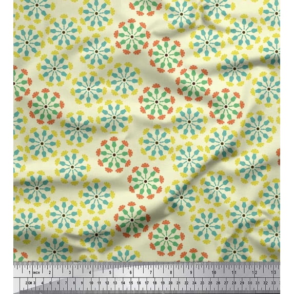 Soimoi Poly Georgette Fabric Artistic Floral Print Sewing Fabric Yard 52 Inch Wide