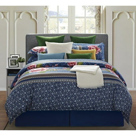 EverRouge Royal Blue 300-Thread-Count 8-Piece Bedding